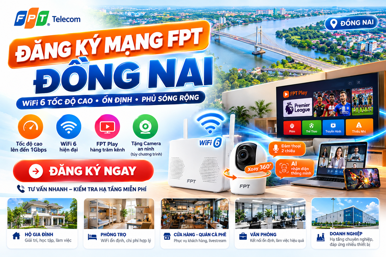 Đăng ký mạng FPT Đồng Nai WiFi 6 tốc độ cao