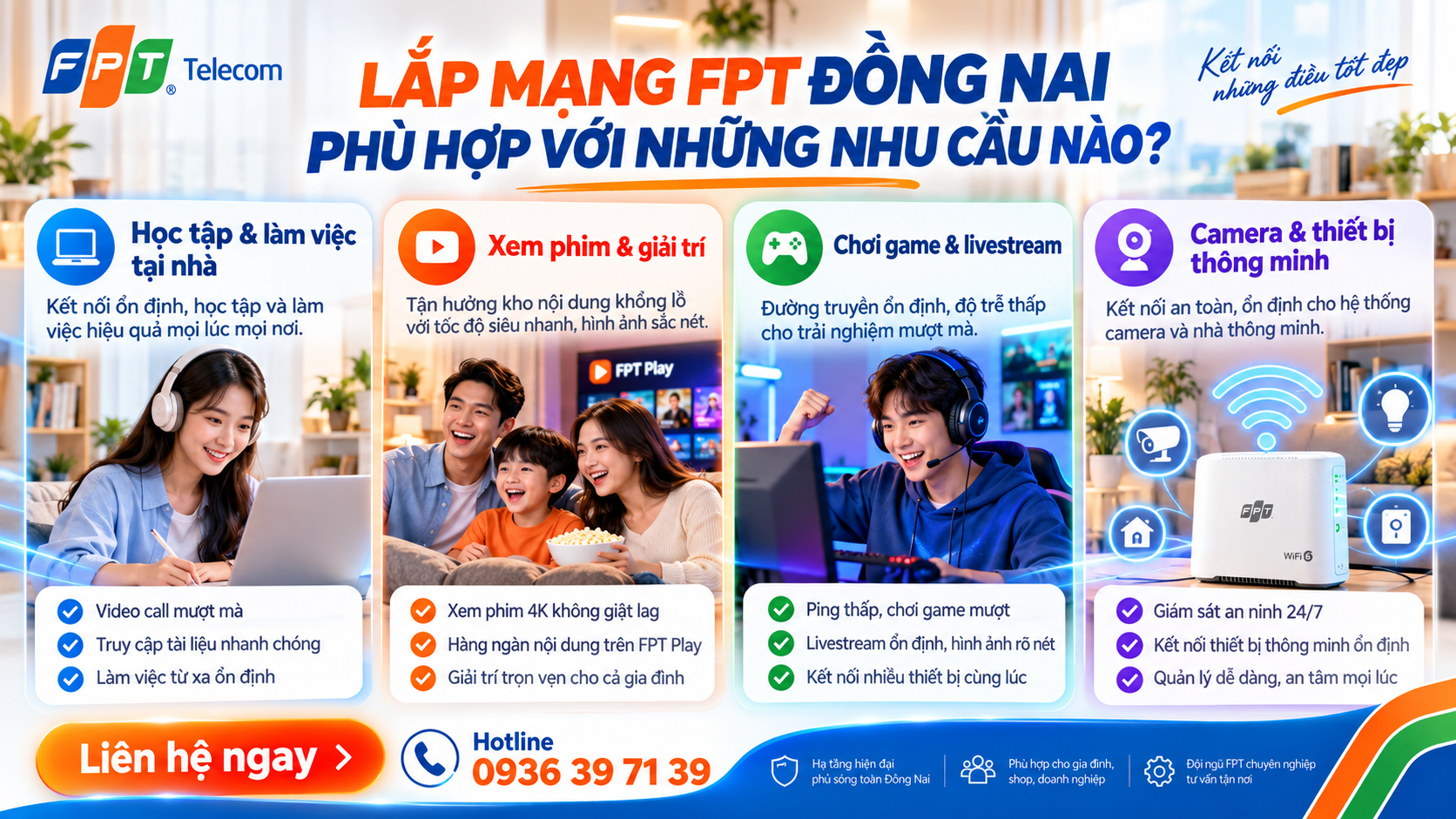 Internet FPT Đồng Nai cho gia đình nhiều thiết bị