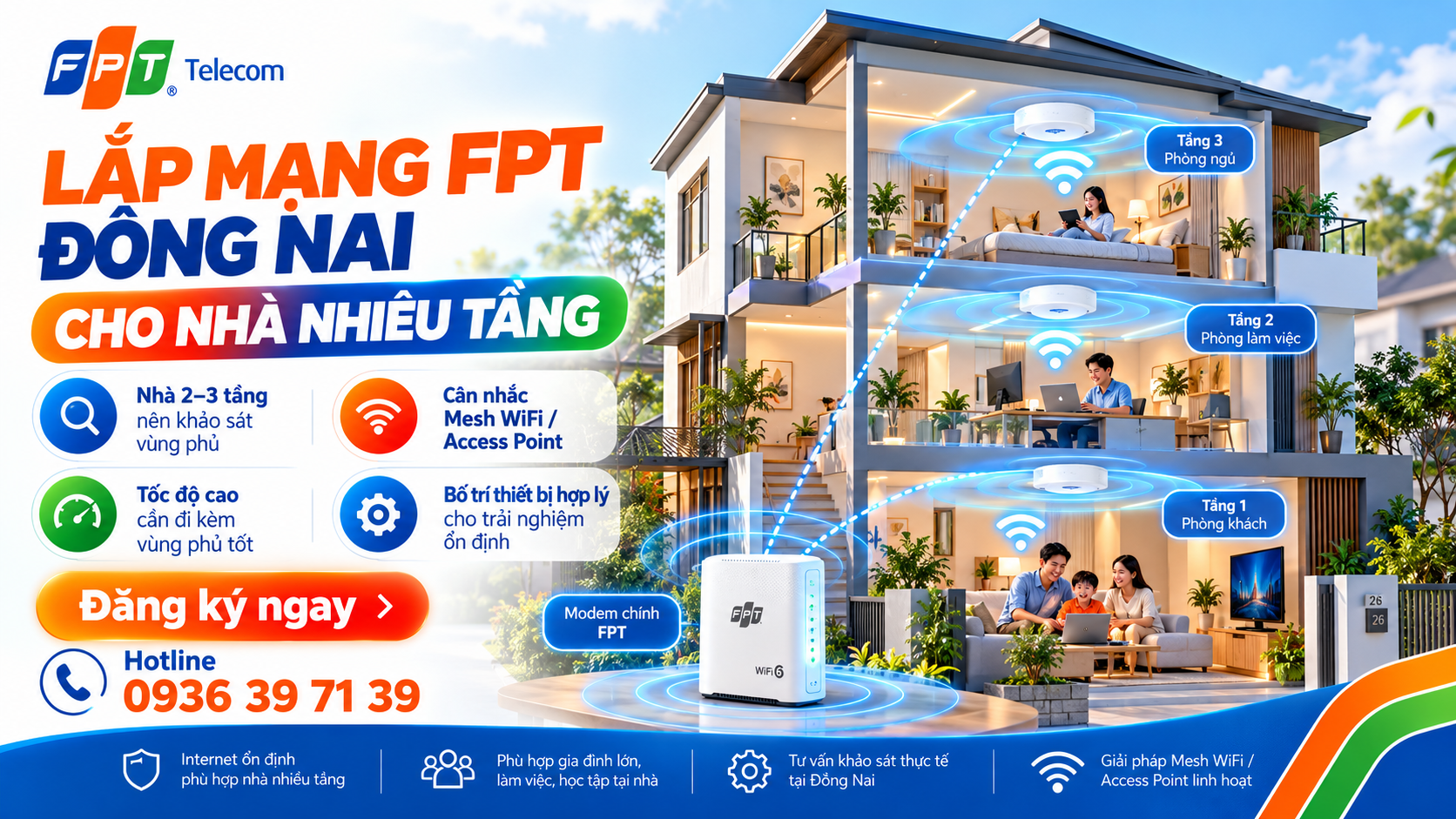 Lắp WiFi FPT Đồng Nai cho nhà nhiều tầng