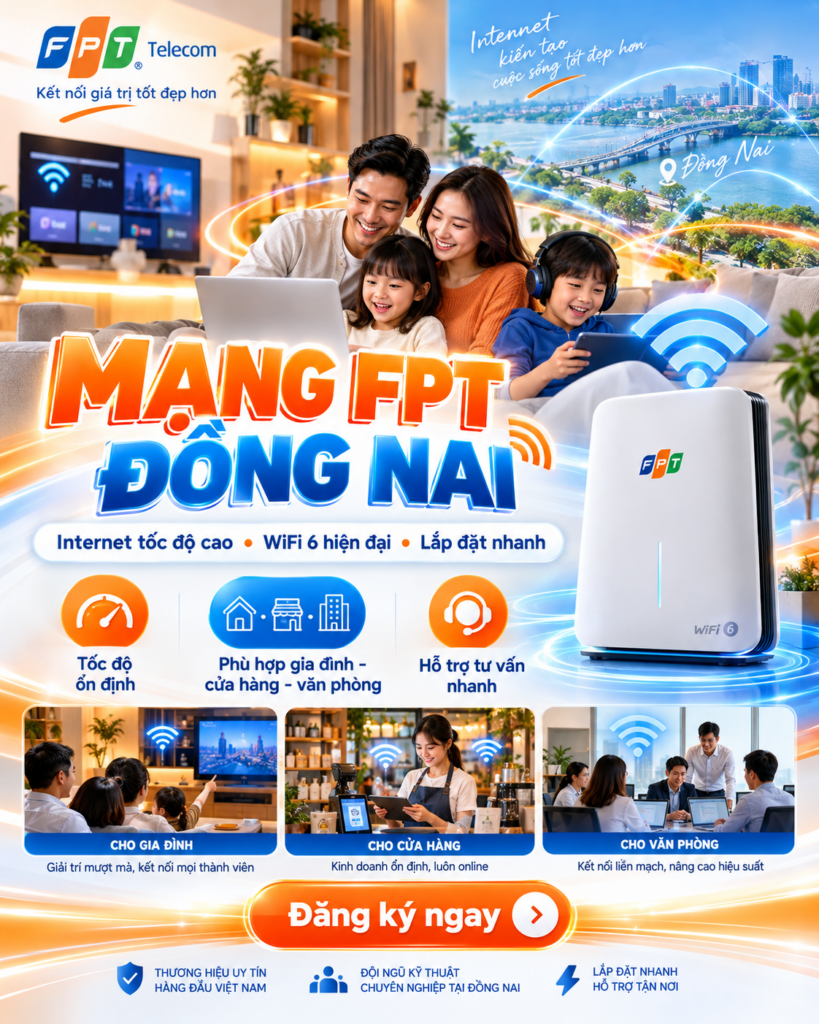 Mạng FPT Đồng Nai 2026 – WiFi 6 Tốc Độ Cao, Lắp Đặt Nhanh